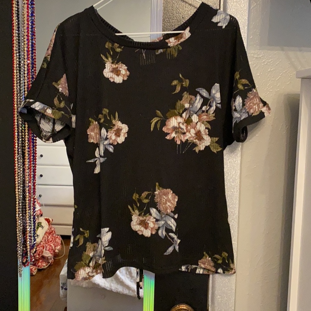 Black floral shirt